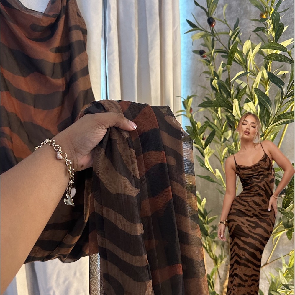 Brown and Black Animal Print Dress